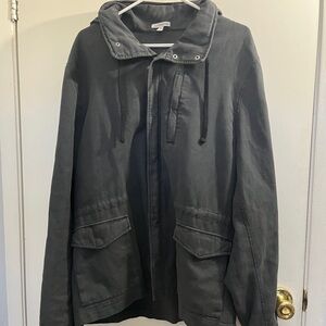 James Perse Charcoal Hooded Field Jacket